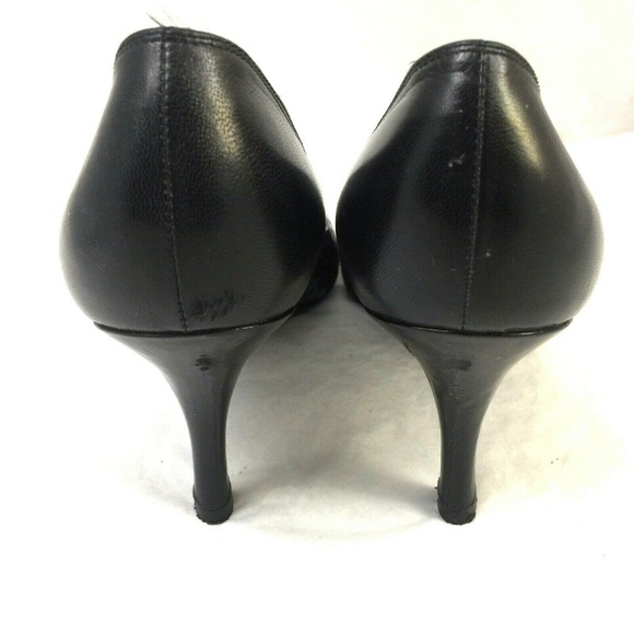 Stuart Weitzman Pump Black Perforated Leather Peep - Picture 7 of 8